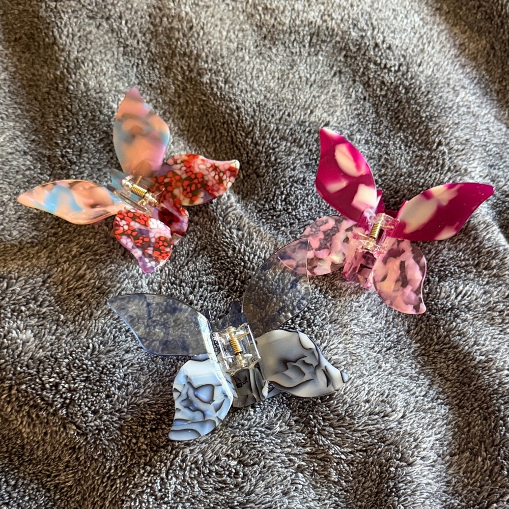 Butterfly Marble Clip Set for Kids — Pink, Blue, Red
